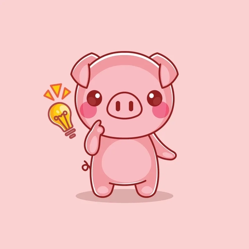 Ảnh heo chibi cute mang cảm giác vui vẻ