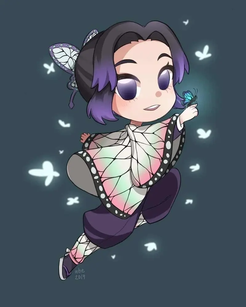 Ảnh Shinobu chibi sinh động với sắc màu bắt mắt