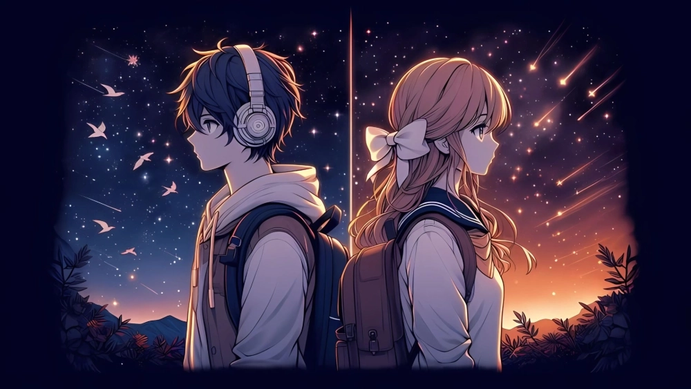 Lãng mạn như phim cùng hình nền máy tính anime cặp đôi