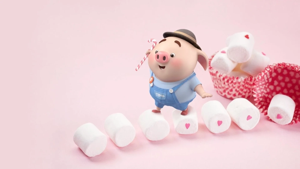 Giao diện cực kỳ dễ thương với hình nền con heo dễ thương