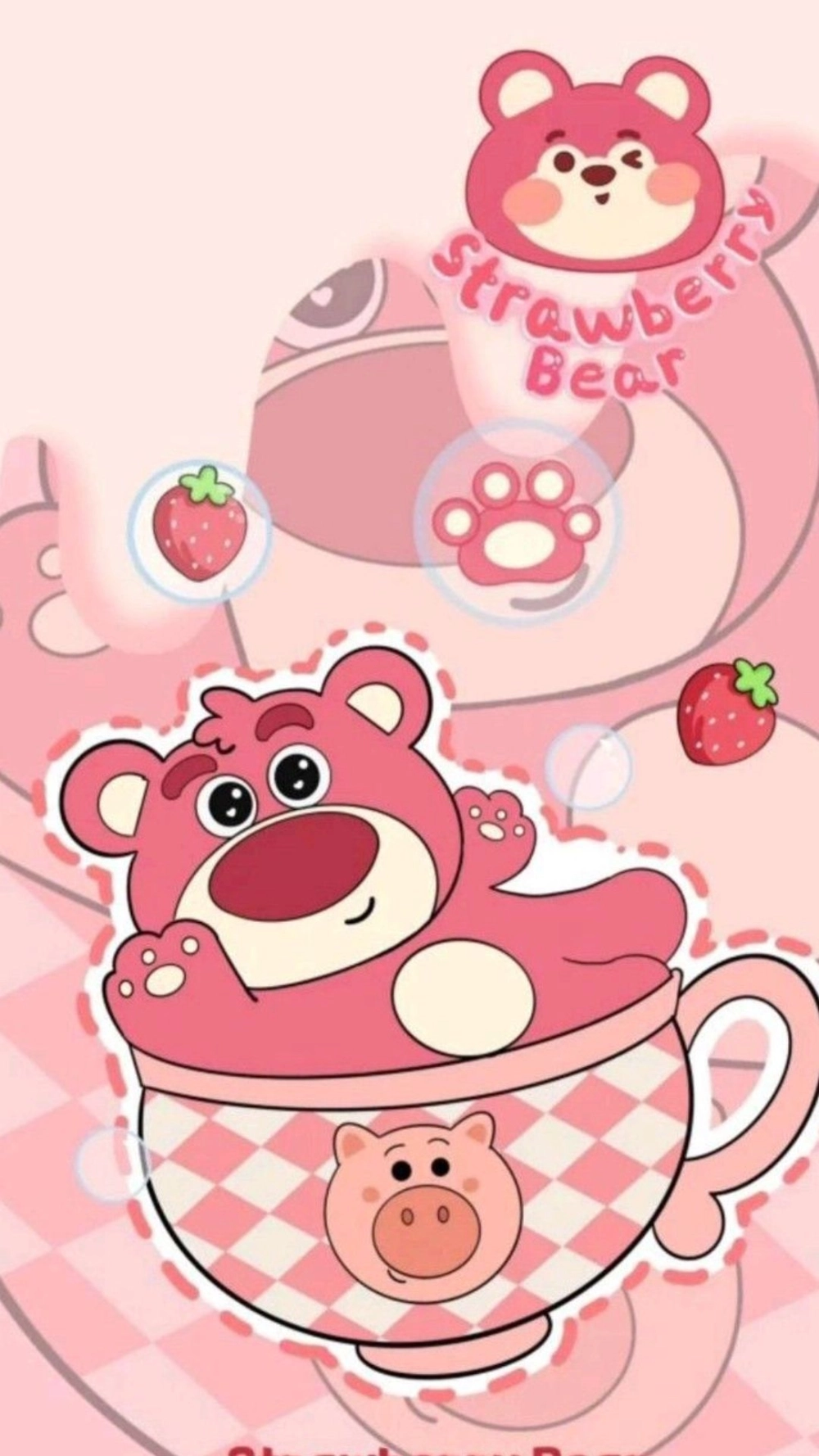 Tình yêu màu hồng trong hình nền điện thoại Gấu Dâu Lotso