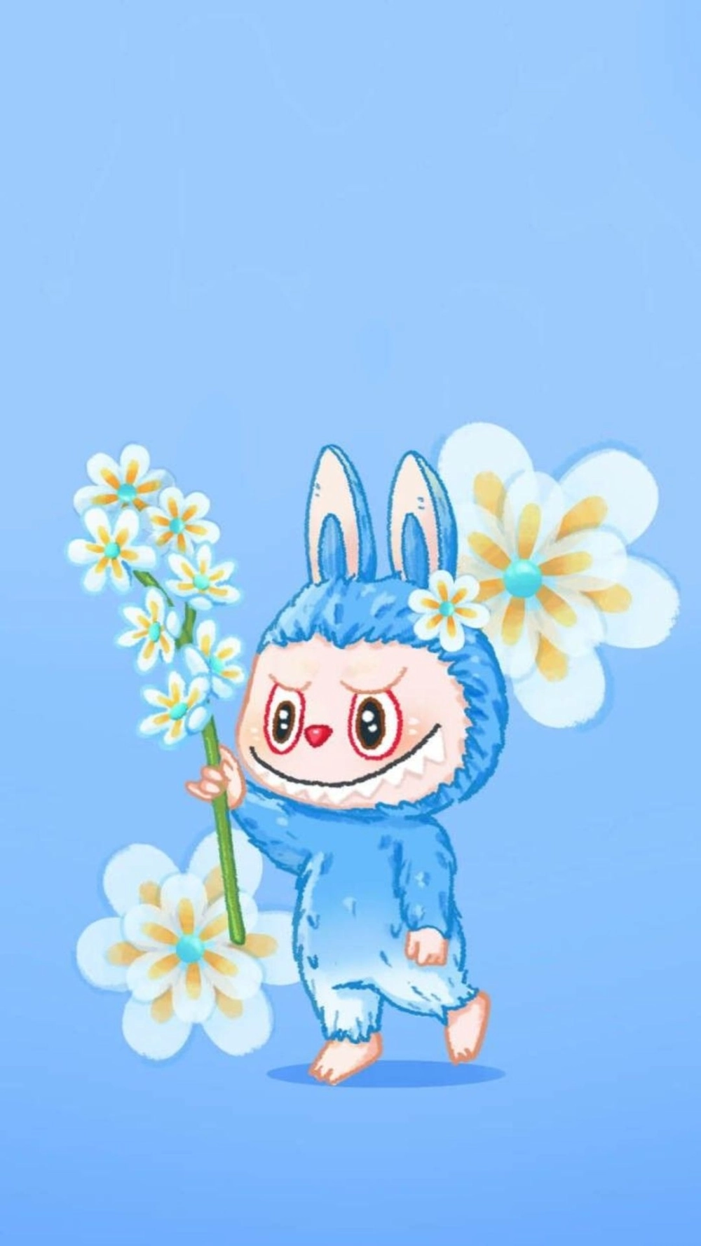 Tươi mát ngày hè với hình nền labubu xanh dương