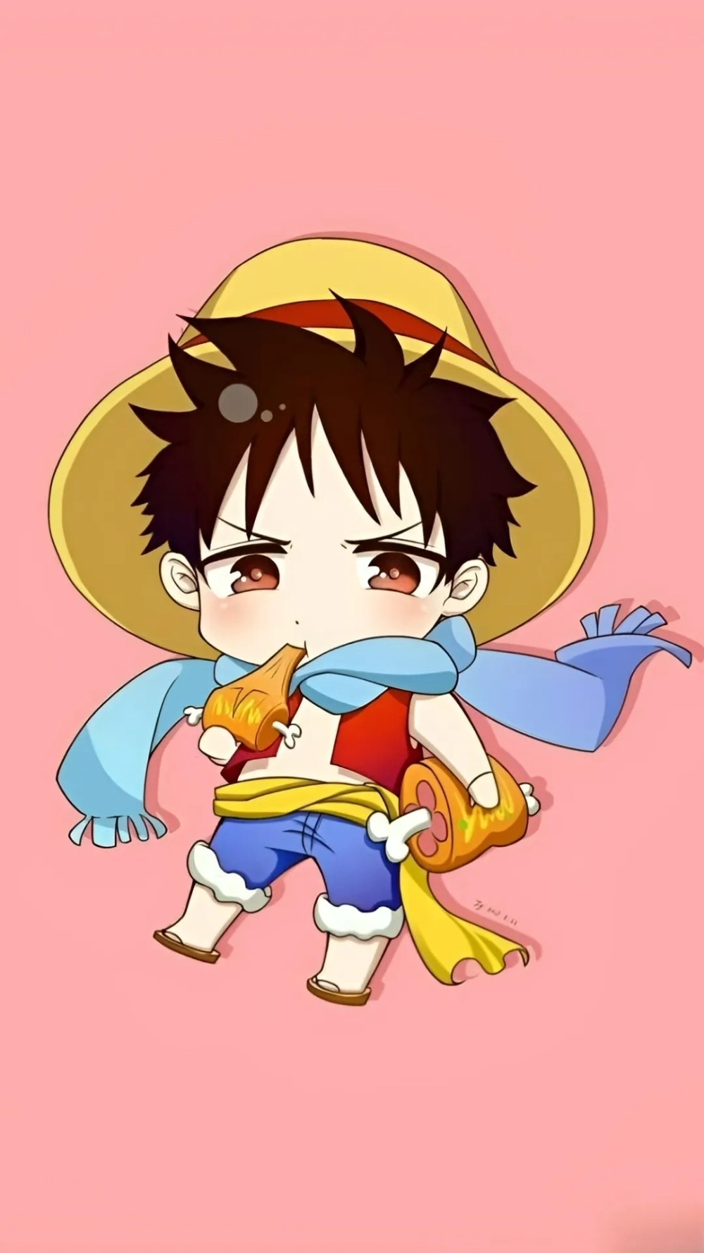 Dễ thương ngập tràn với hình nền Luffy chibi