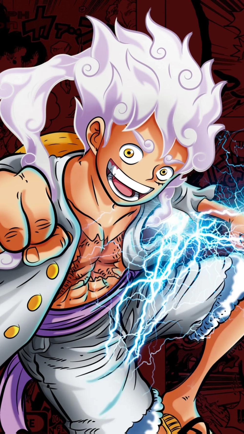 Giao diện cực bùng nổ với hình nền Luffy Gear 5 Nika