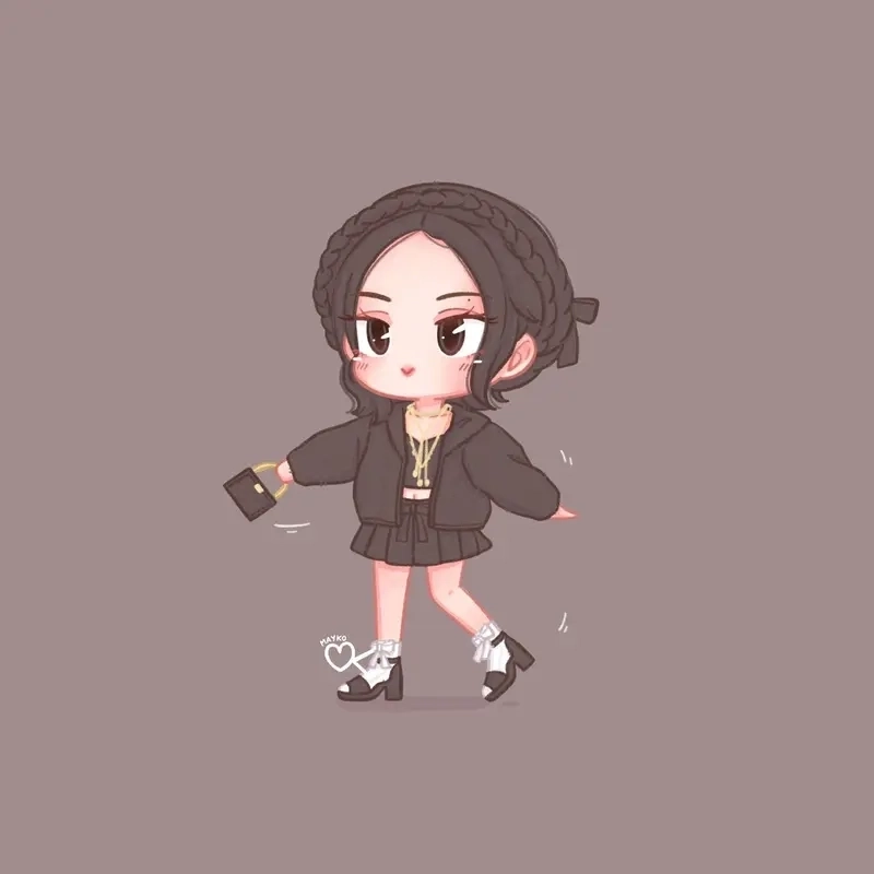Ảnh Jennie Blackpink chibi lung linh và nữ tính