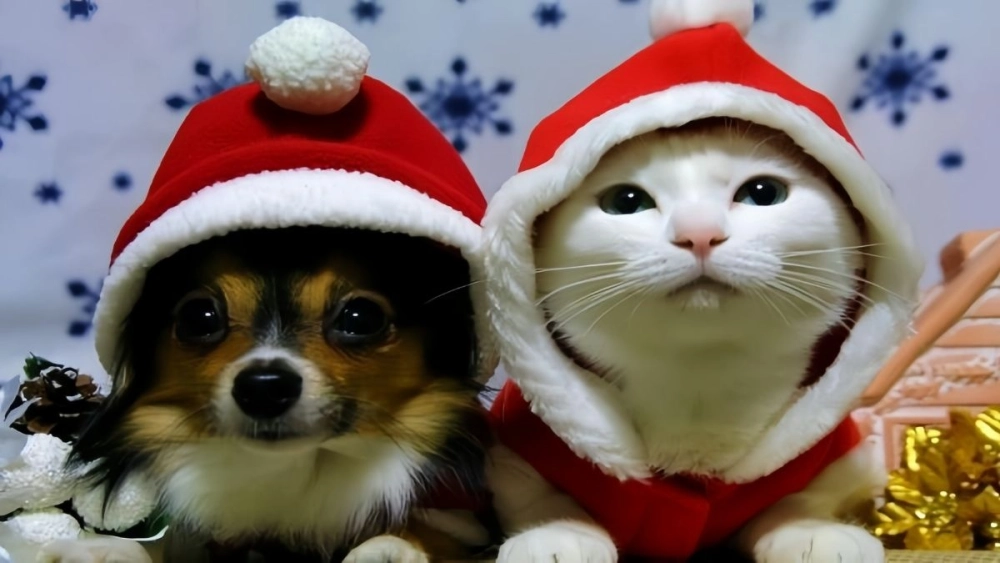 Cat meme Noel hóa thân thành ông già râu trắng
