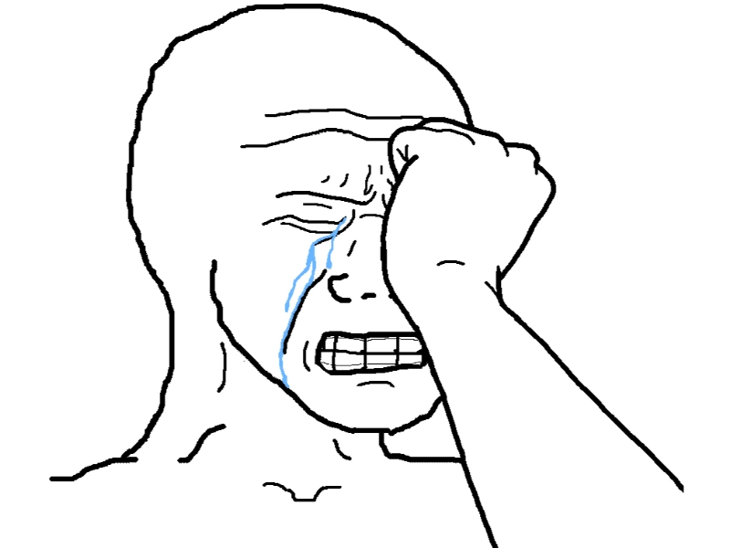 Meme ôm mặt khi nước mắt không kiềm được nữa