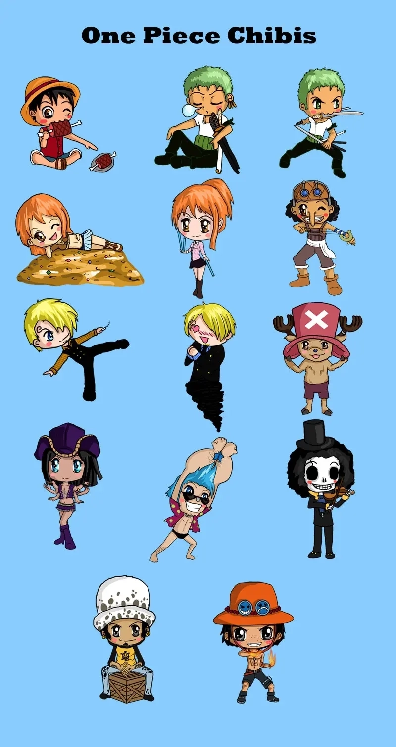 Hình One Piece chibi rực rỡ sắc màu anime huyền thoại