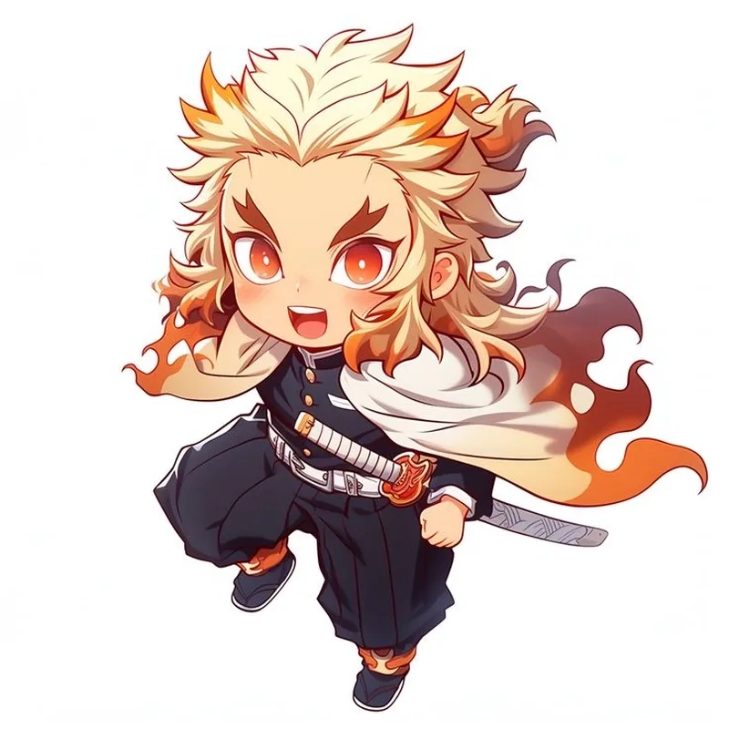 Dáng vẻ hoạt hình siêu dễ thương của Rengoku Kyojuro chibi