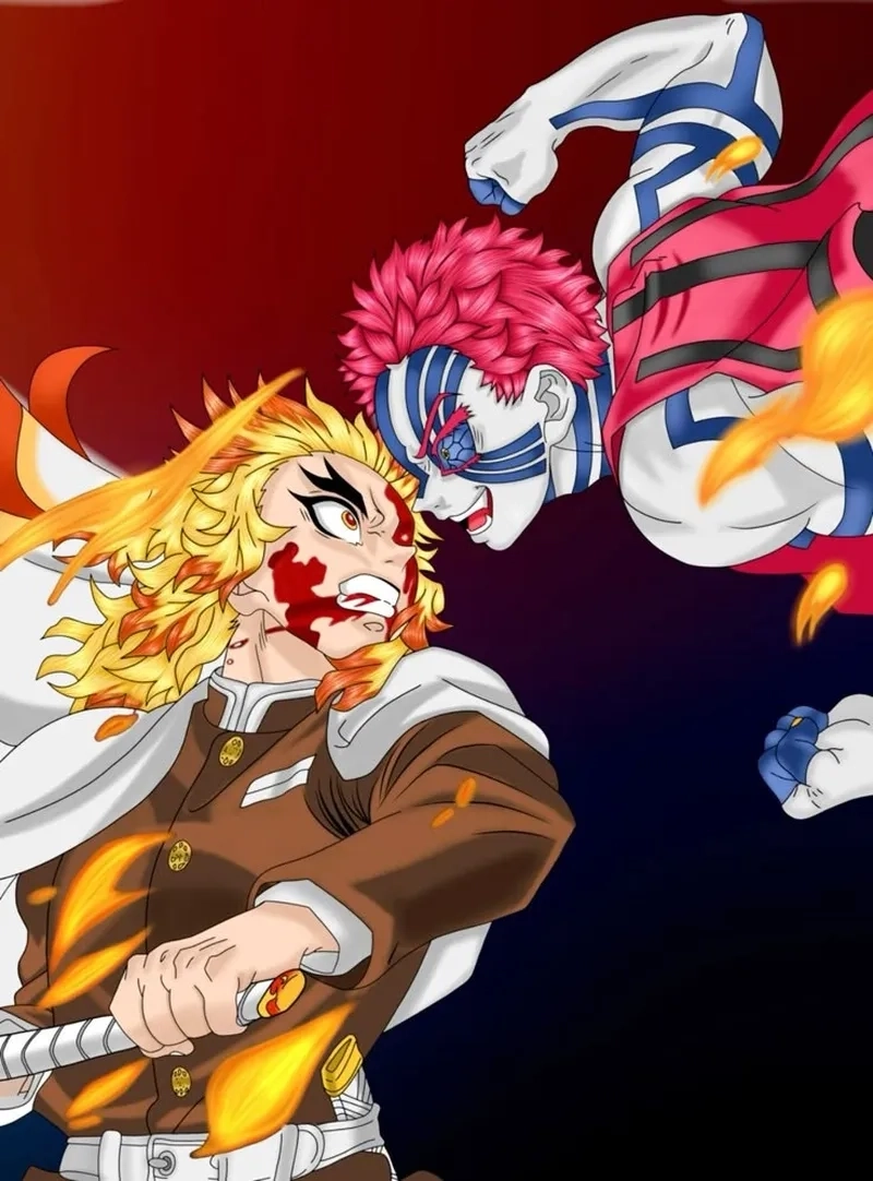 Bi tráng và đầy máu lửa Rengoku x Akaza