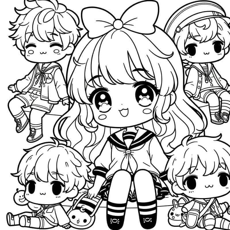 Tranh tô màu anime cute bé nào cũng thích