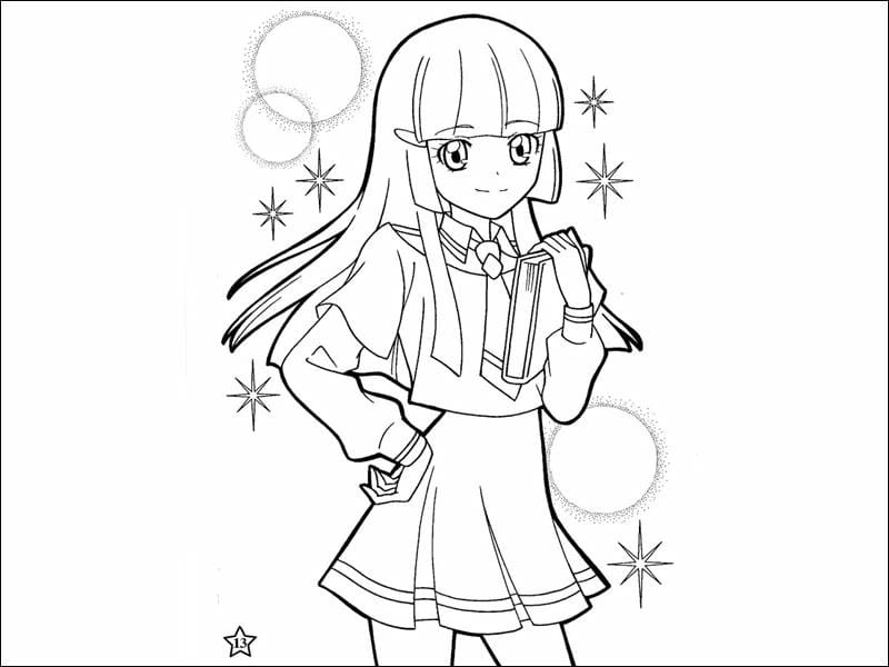 Tranh tô màu anime cổ trang nữ dịu dàng cổ kính
