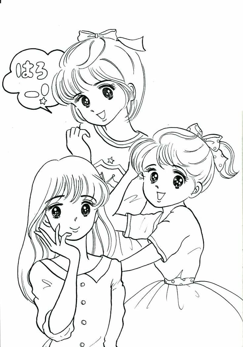 Tranh tô màu anime chibi nhỏ nhắn siêu xinh