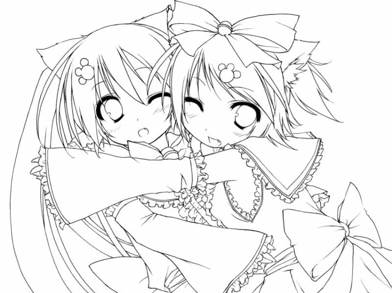 Tranh tô màu anime hồ ly đẹp mê hoặc