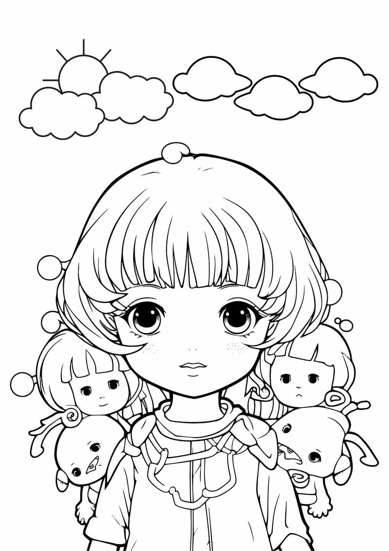 In tranh tô màu anime sắc nét chuẩn A4