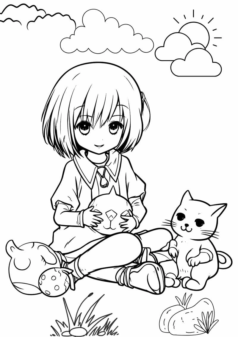 Coloring book cute tranh tô màu anime girl ngầu