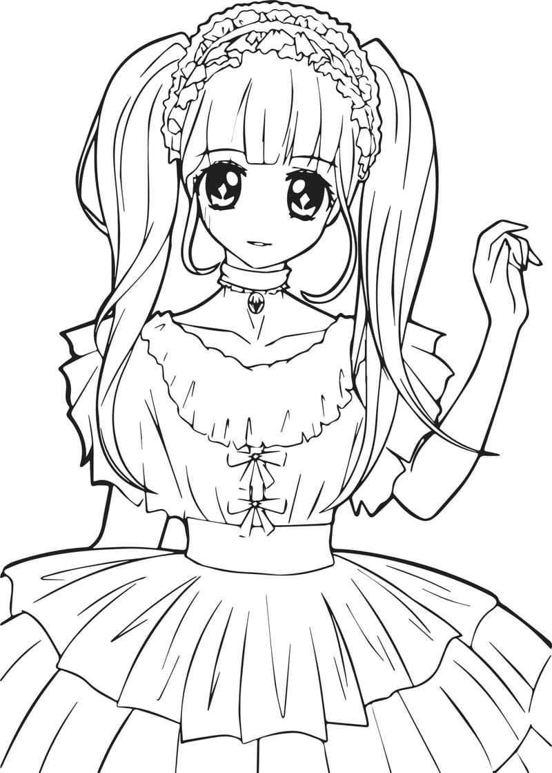 Tranh tô màu anime girl lạnh lùng cuốn hút