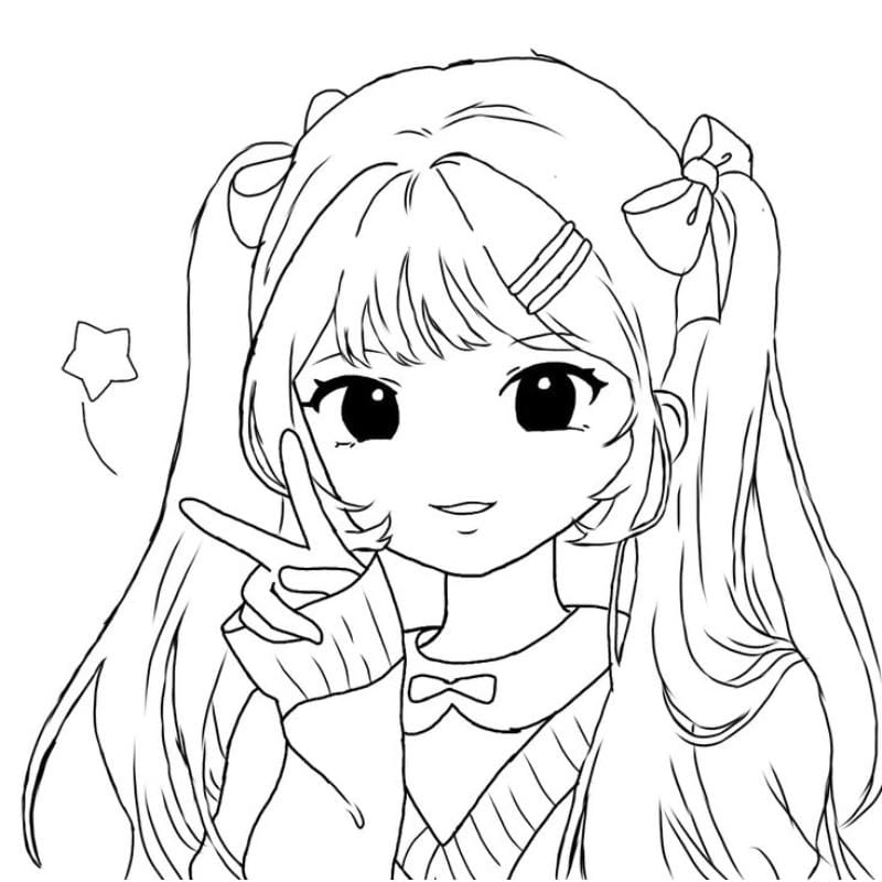 Tranh tô màu anime girl cá tính tự tin tỏa sáng