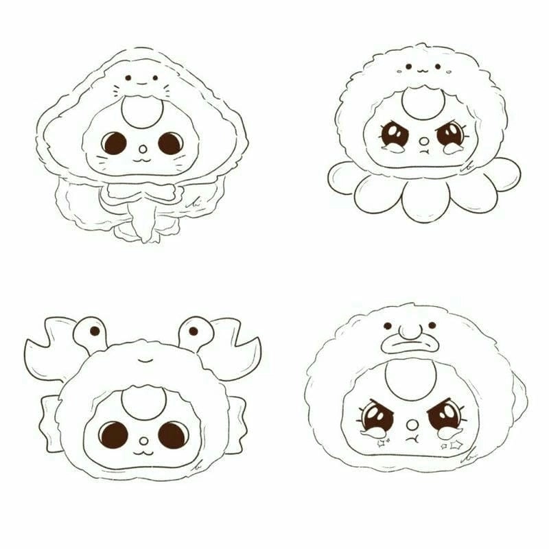 Tranh tô màu baby three cho bé siêu đáng yêu