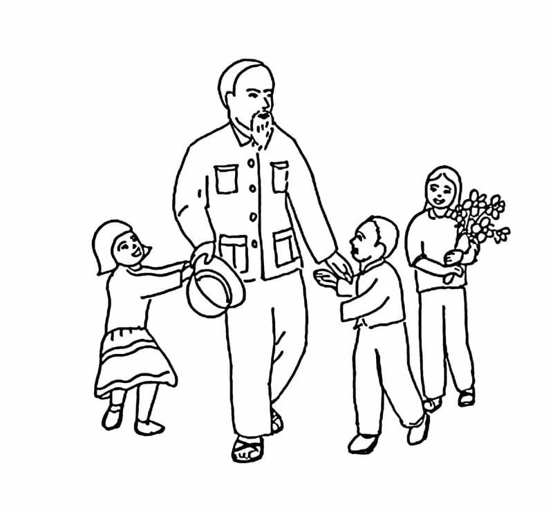 Tô màu tranh vẽ lăng bác Hồ trang nghiêm và trang trọng