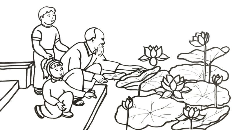 Tô màu bác Hồ đơn giản dễ tô cho trẻ nhỏ yêu thích