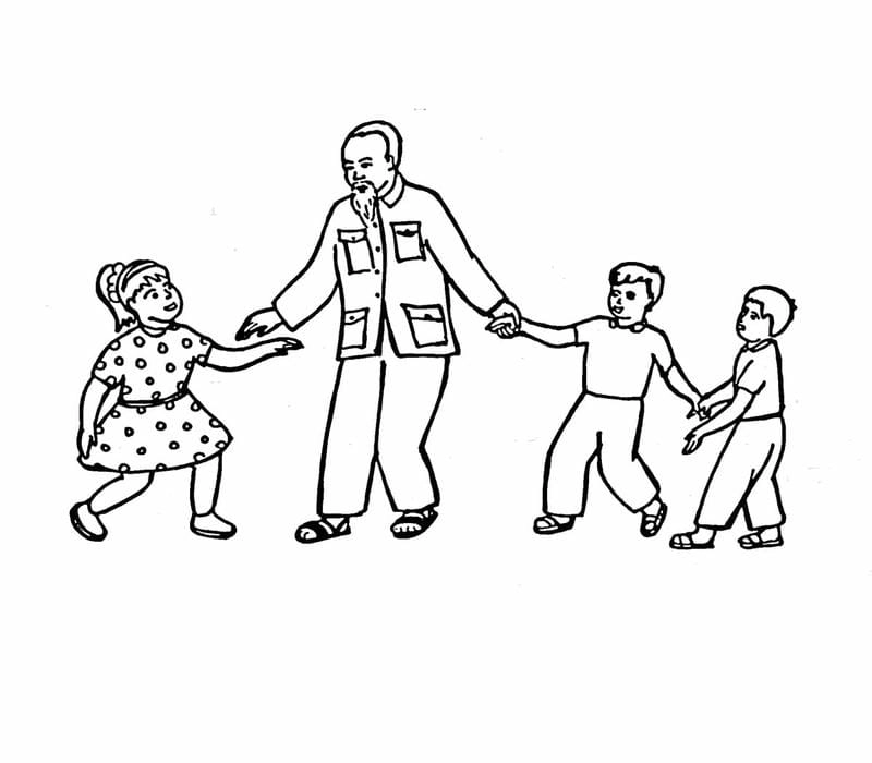 Hình tô màu bác Hồ gần gũi và giản dị cho bé tập