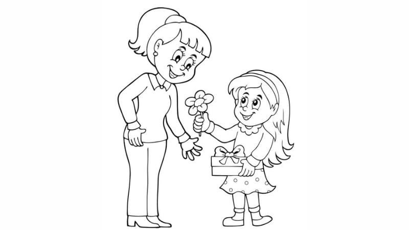 Tranh tô màu bông hoa tặng cô giáo hiền