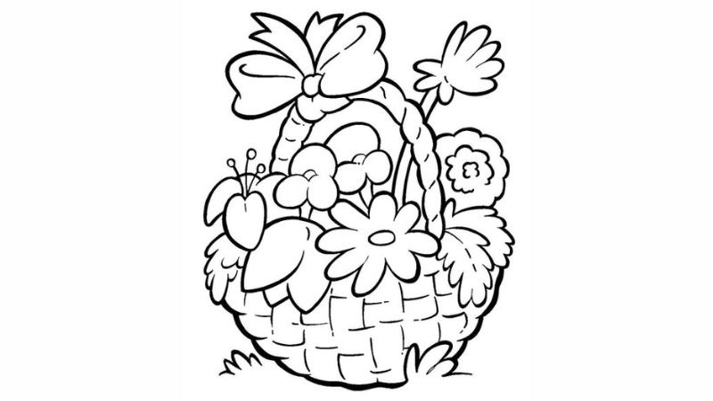 Tranh tô màu hình bông hoa đơn giản sinh động