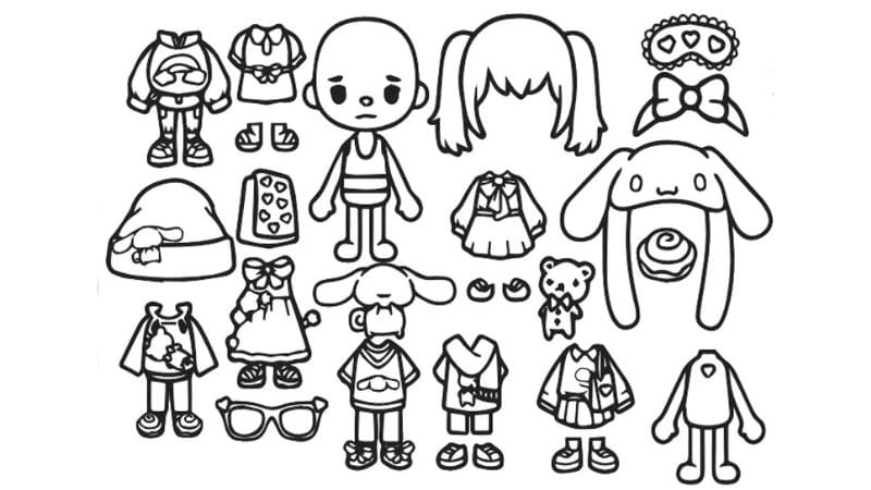 Tranh tô màu búp bê giấy Toca Boca nổi bật