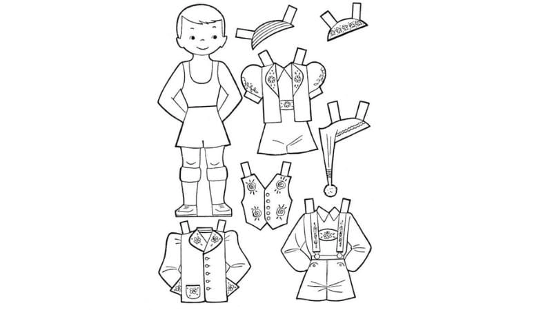 Cute cute tranh tô màu búp bê giấy thay đồ đáng yêu