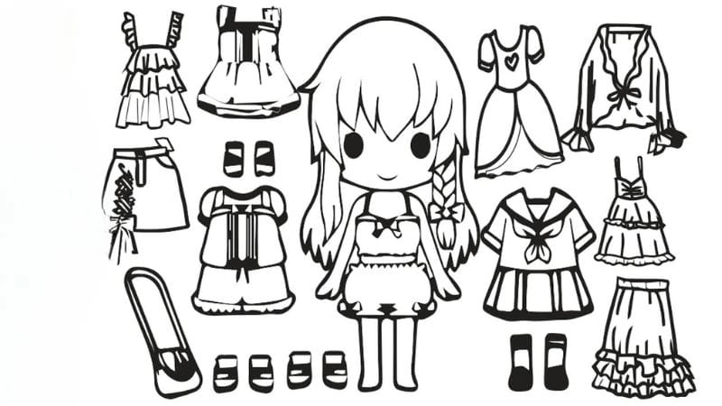 Tranh tô màu búp bê giấy Gacha siêu thú vị