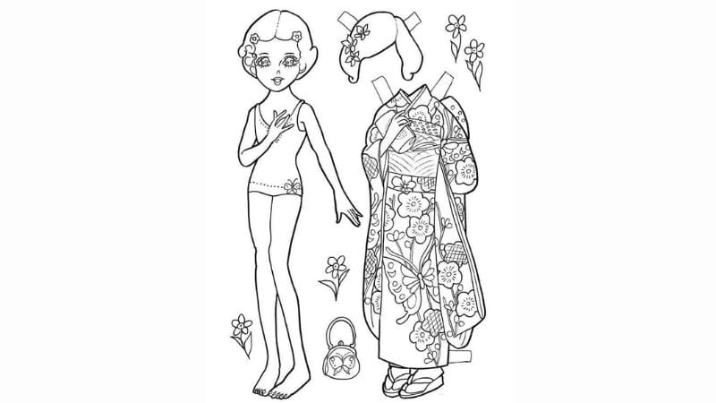 Mầm non mầm non tranh tô màu búp bê giấy thay đồ