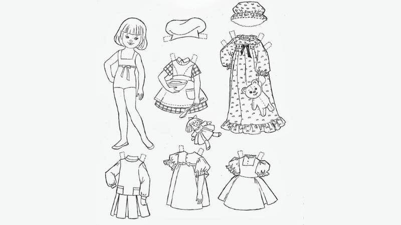 Bê chibi tranh tô màu búp bê giấy thay đồ chibi