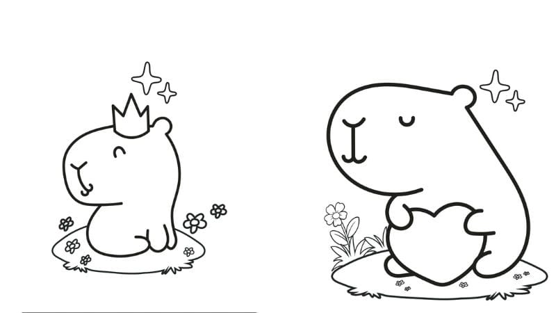 Tranh tô màu búp bê giấy Capybara cute sáng tạo