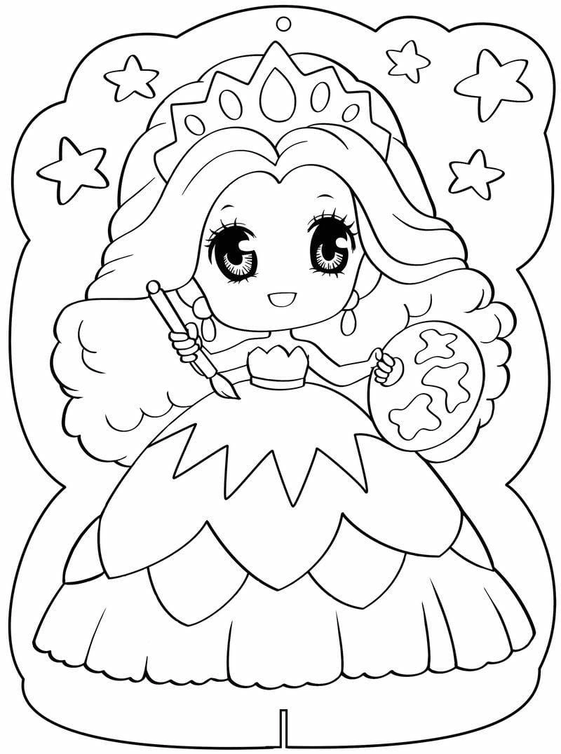 Anime girl tranh tô màu chibi cute đáng yêu