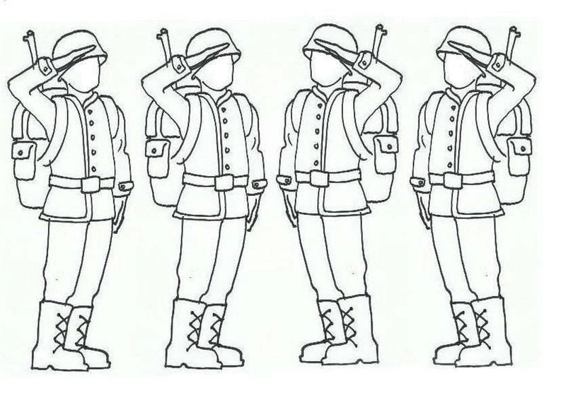 Tranh tô màu chú bộ đội cho bé yêu thích