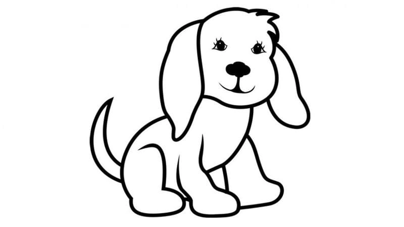 Hình tô màu con chó đơn giản cho bé gái