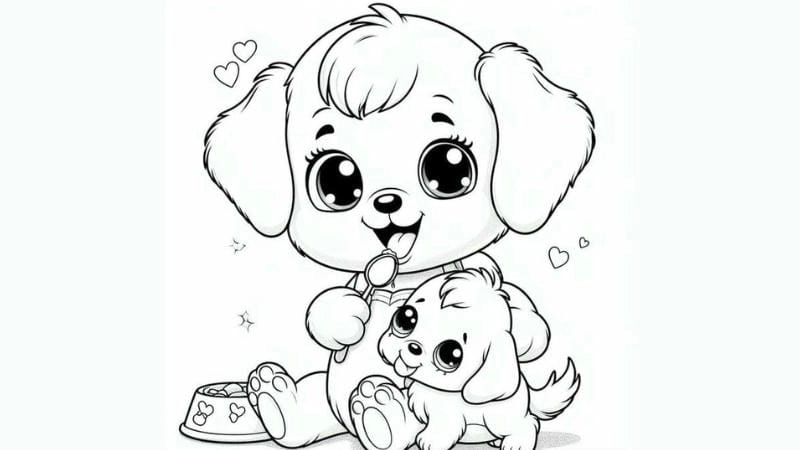 Tô màu hình con chó giúp bé học màu sắc