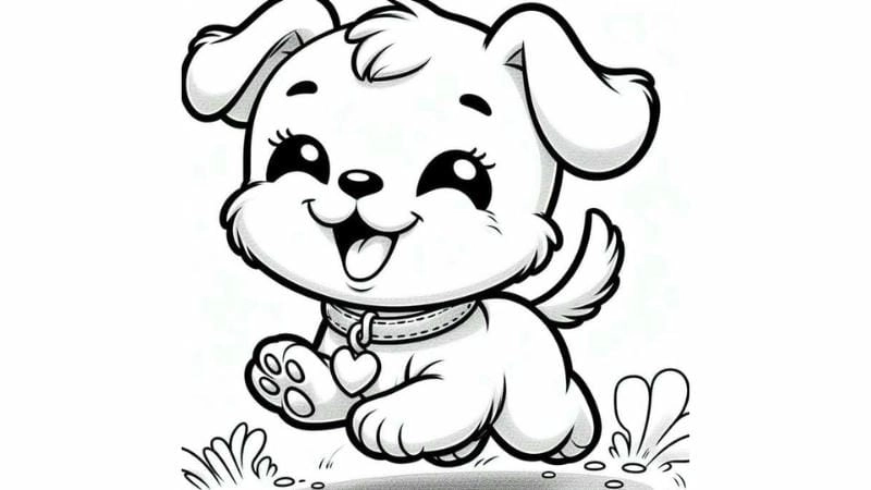 Hình vẽ con chó cho bé tập tô màu mỗi ngày