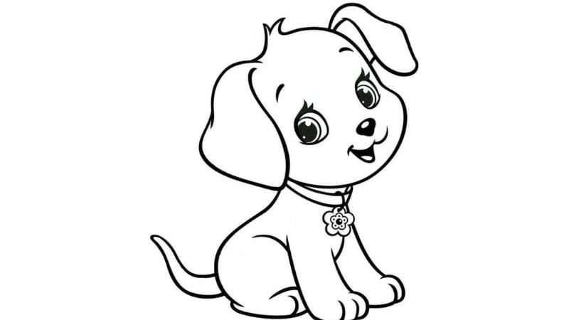 Tranh vẽ chó hoạt hình dễ thương cho bé
