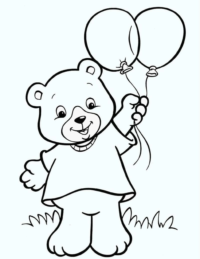 Tranh con gấu cho trẻ tô màu sinh động