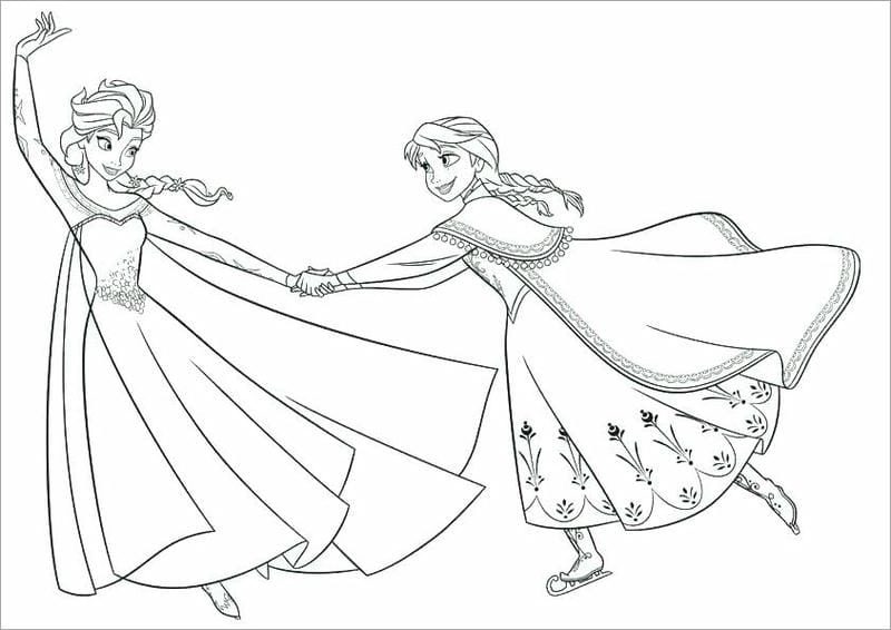 Elsa Anna tô màu vui nhộn cho bé gái tập tô tranh