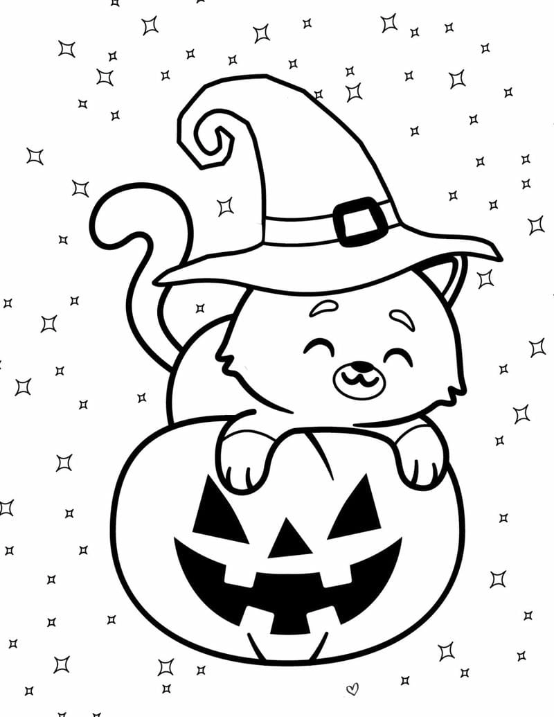 In hình Halloween tô màu cho bé tập tô thú vị