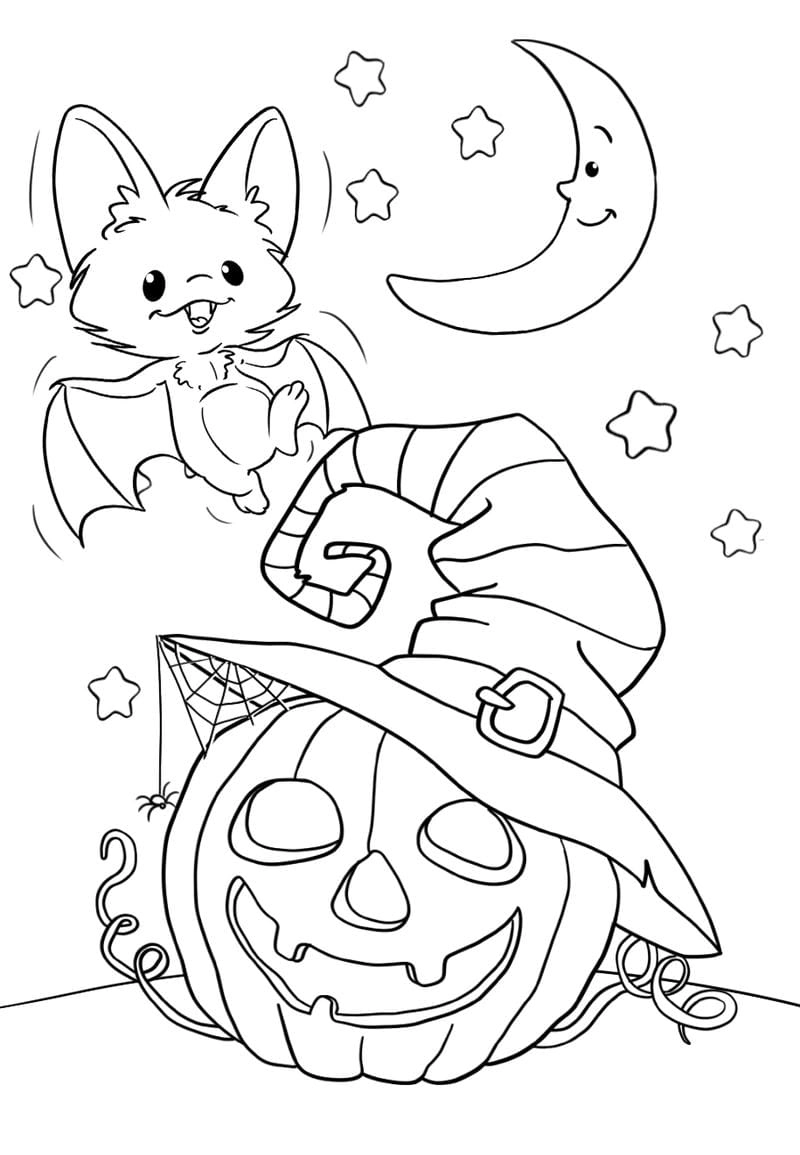 In hình tô màu Halloween giúp bé phát triển kỹ năng