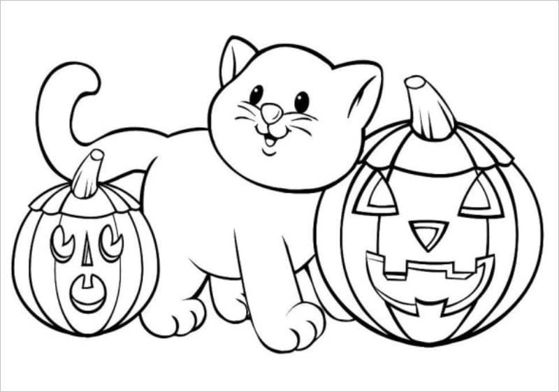 Tranh tô màu quả bí ngô Halloween ngộ nghĩnh dễ tô