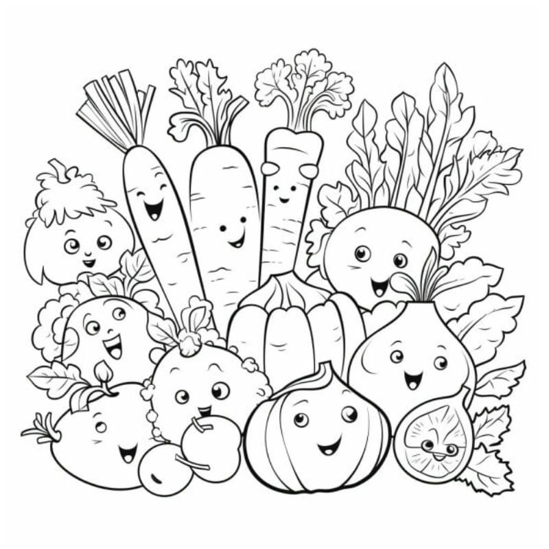 Rau củ quả tô màu nhiều loại rau củ hấp dẫn bé