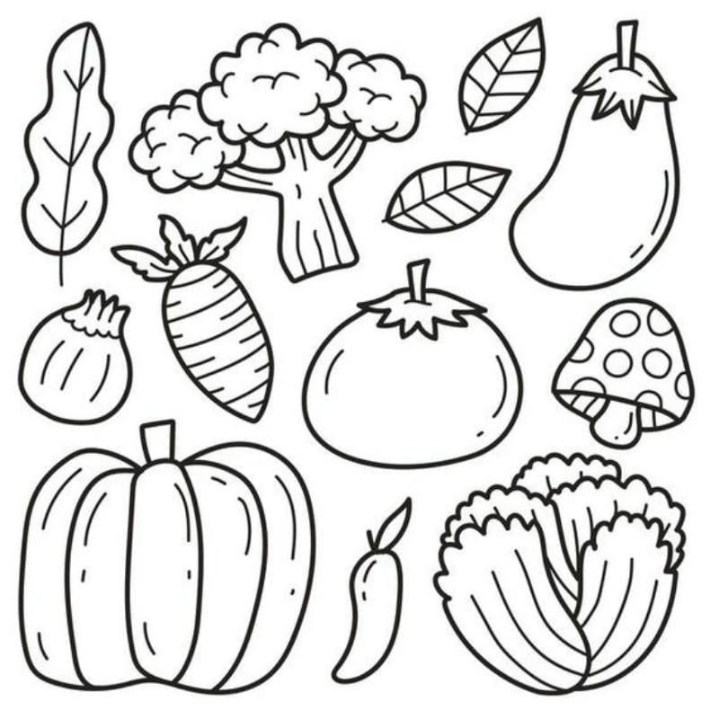 Hình ảnh tô màu rau củ quả ngộ nghĩnh đẹp mắt bé thích
