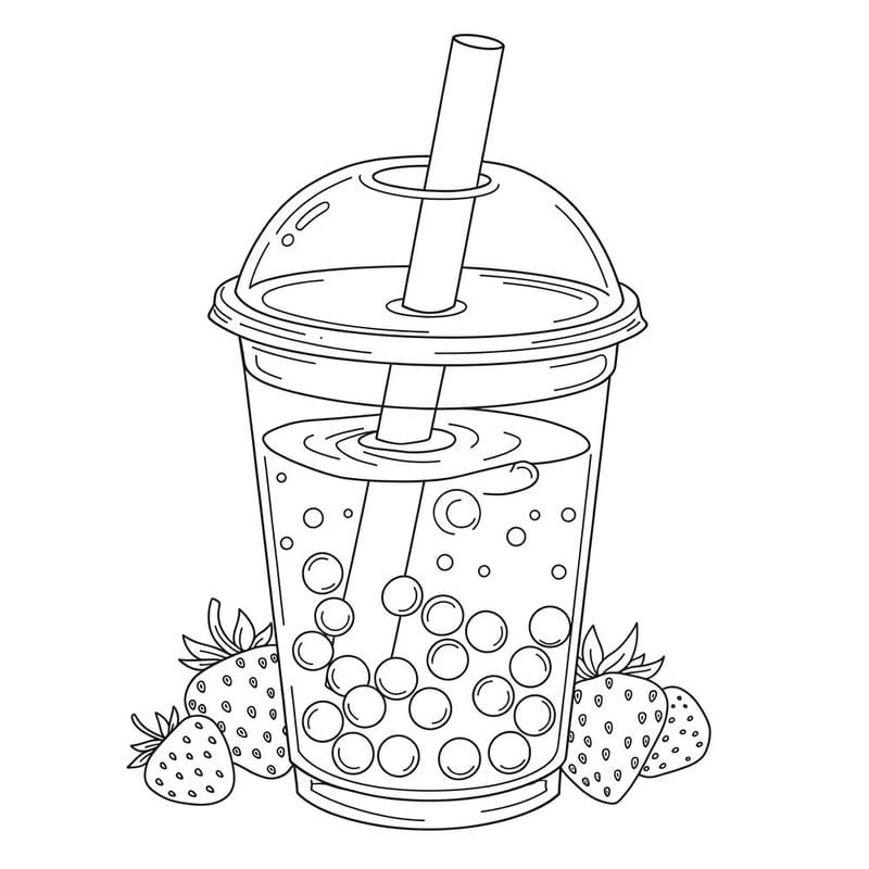 Milk tea tranh tô màu trà sữa cute cho bé tập tô