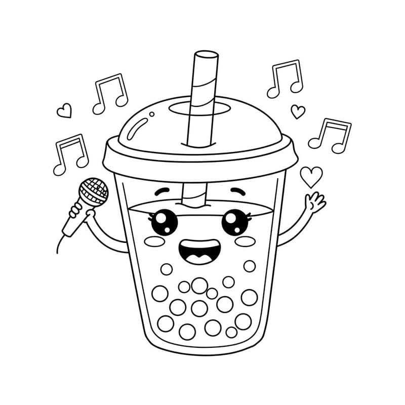 Hình tô tranh tô màu trà sữa cute bé thích nhất