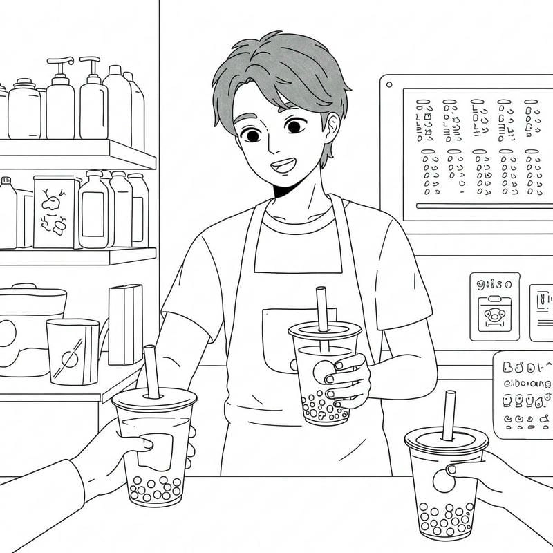 Bubble tea tranh tô màu trà sữa cute cho bé sáng tạo
